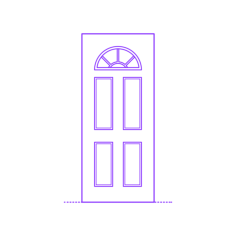 Buildings Exterior Doors Lite Entry Door 5 Panels Sunburst Simple Line Art Svg, Free Vectors File
